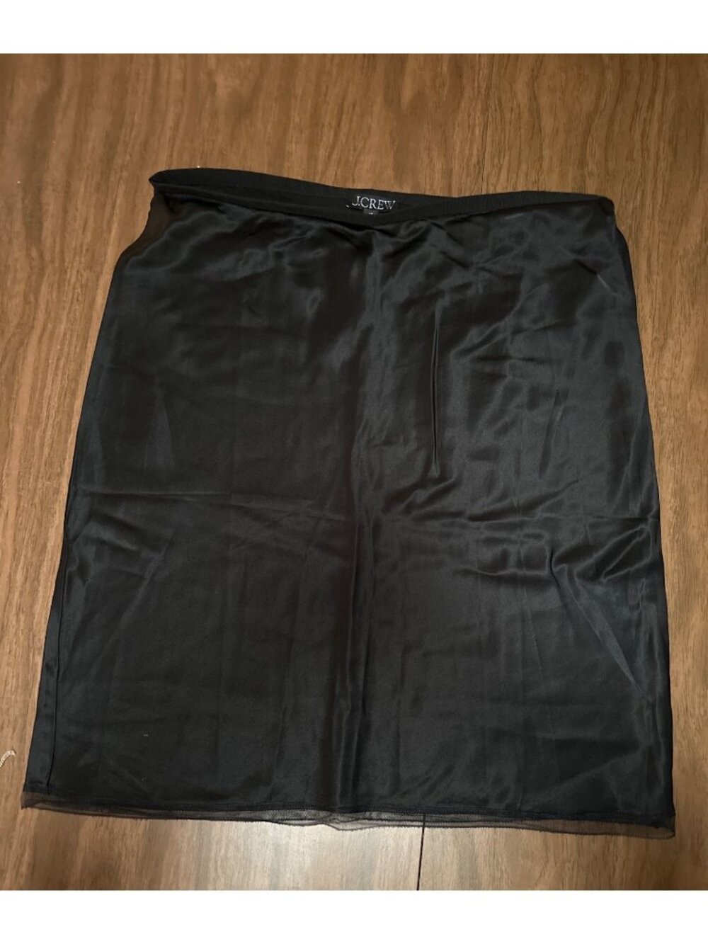 NWT J.Crew Gwen Knee-Length Slip Skirt Large Tall Black Viscose Charmeuse $118